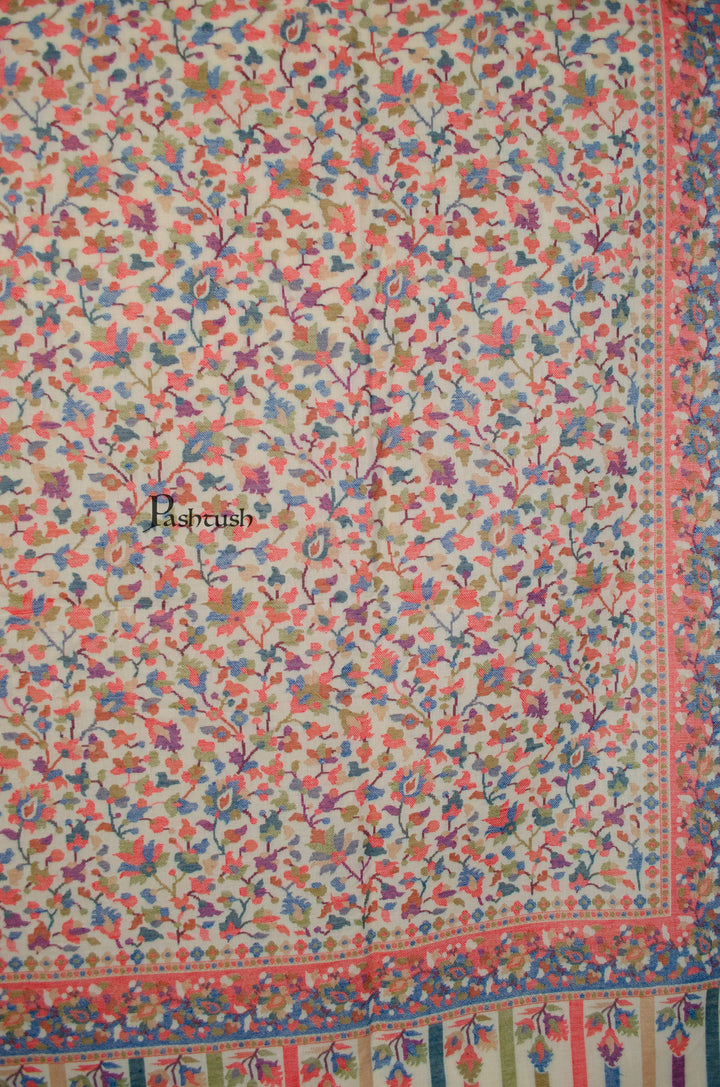 Pashtush India Womens Shawls Pashtush Womens Fine Wool Shawl,  Design, Ivory