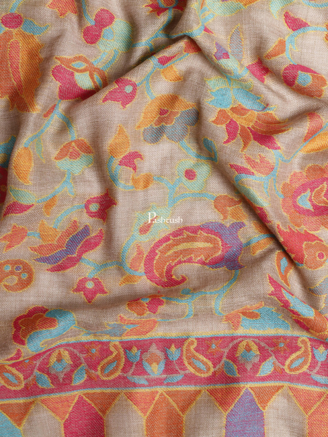 Pashtush India Womens Shawls Pashtush Womens Fine Wool Shawl, Ethnic Weave , Extra Soft and Warm, Light Weight, Pastel Hues