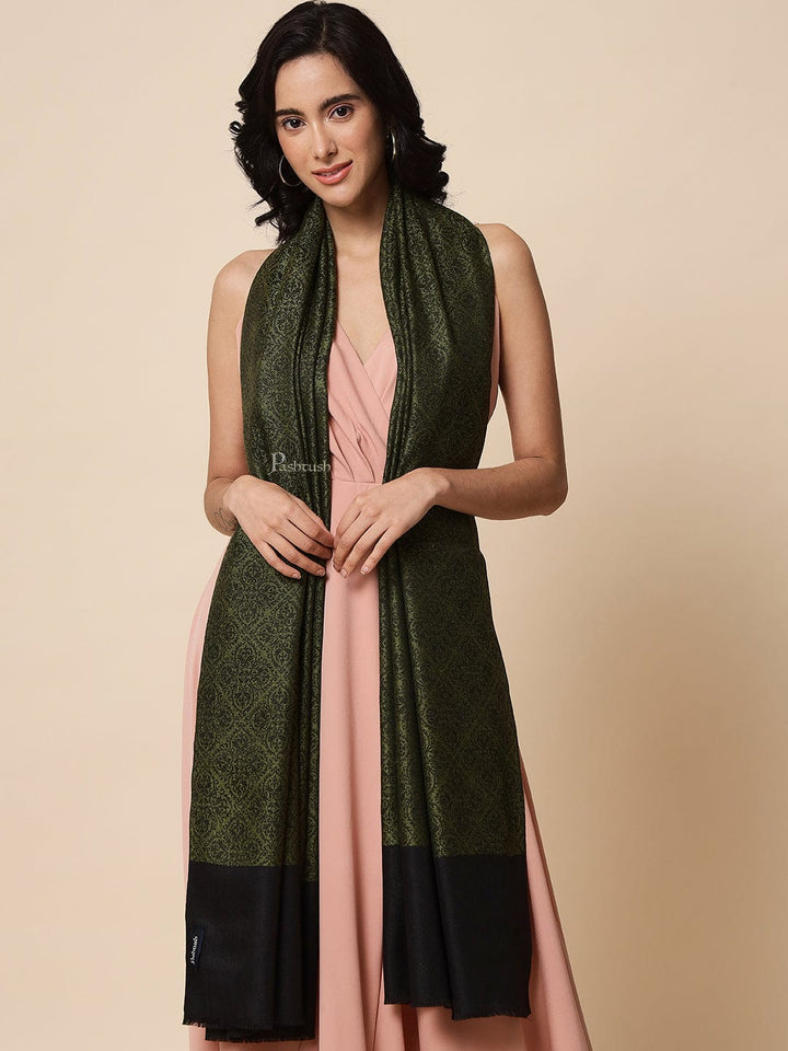 Pashtush India Womens Shawls Pashtush Womens Fine Wool Shawl, Extra Soft and Warm and Light Weight, Emerald Green