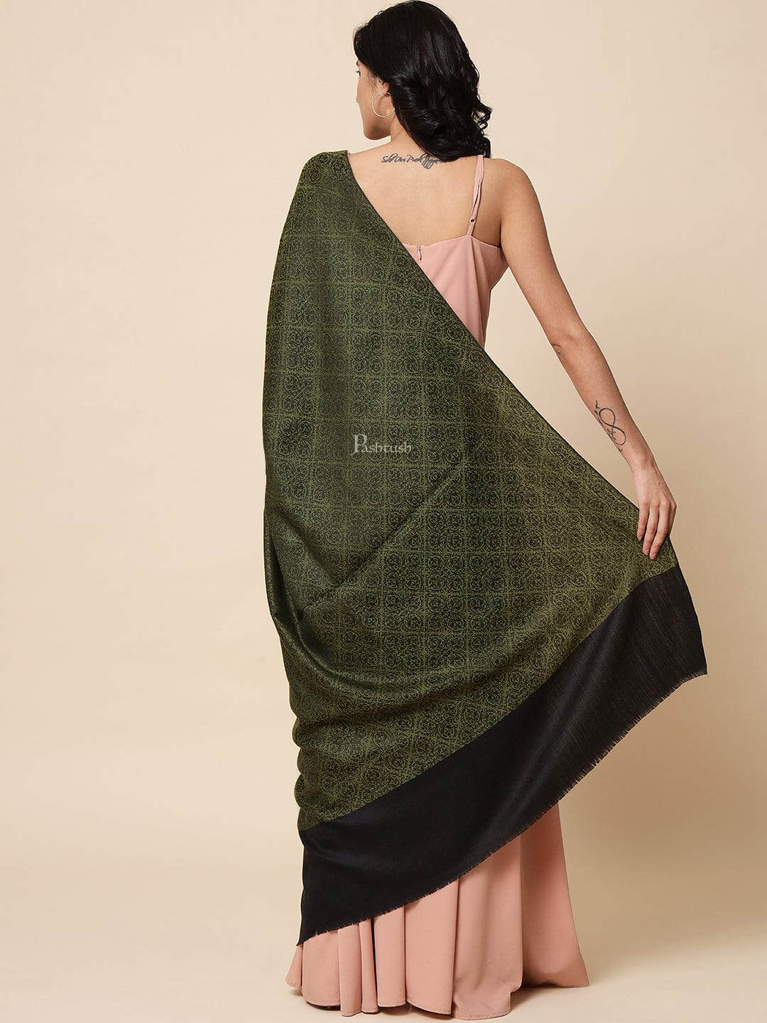 Pashtush India Womens Shawls Pashtush Womens Fine Wool Shawl, Extra Soft and Warm and Light Weight, Emerald Green