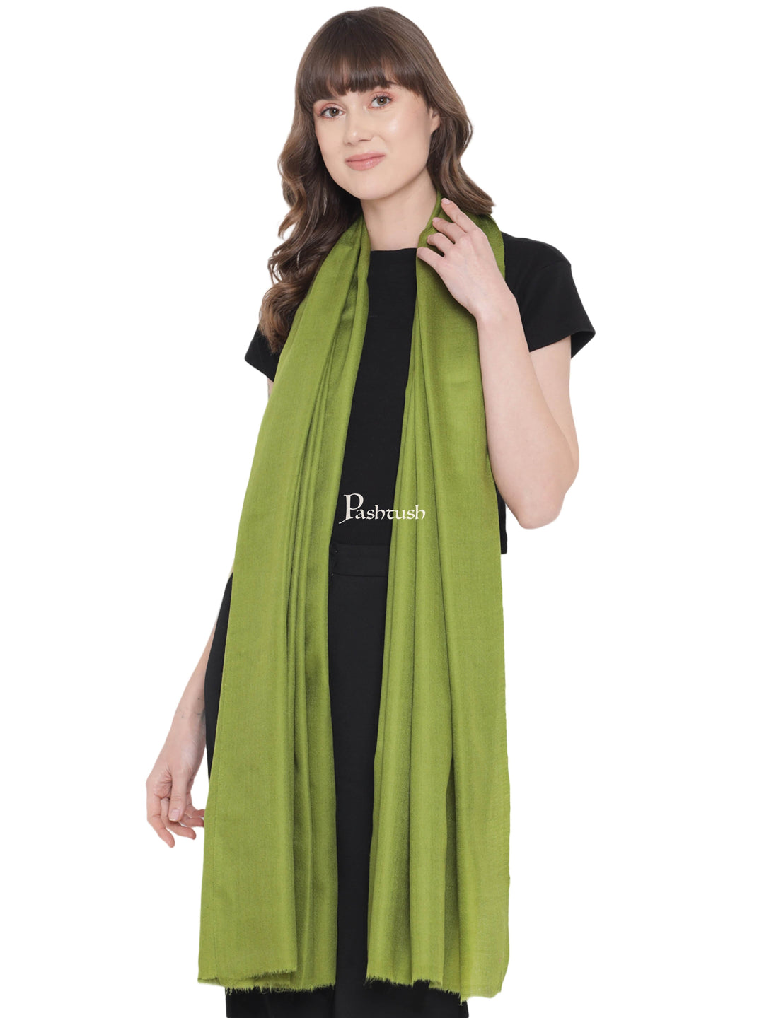 Pashtush India Womens Shawls Pashtush Womens Fine Wool Shawl, Extra Soft, Basics Solid, Emerald Green