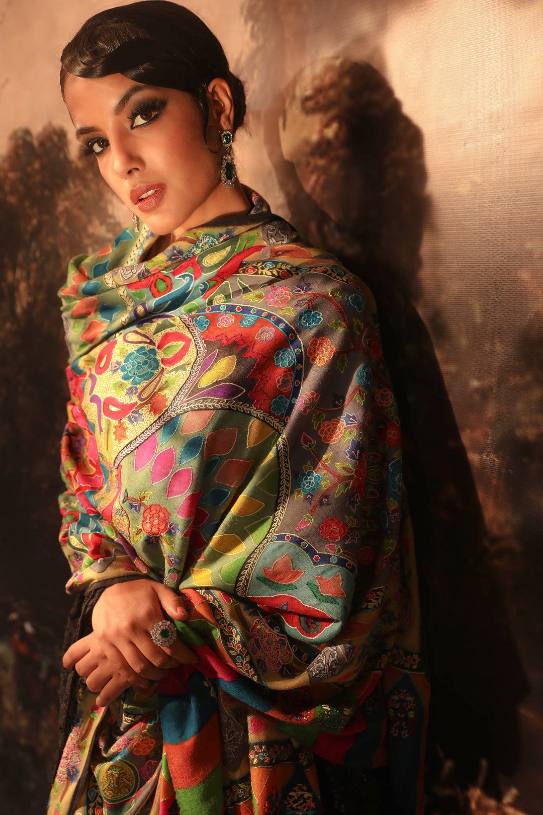Pashtush India Womens Shawls Pashtush Womens Fine wool shawl, kalamkari design, Multicolour