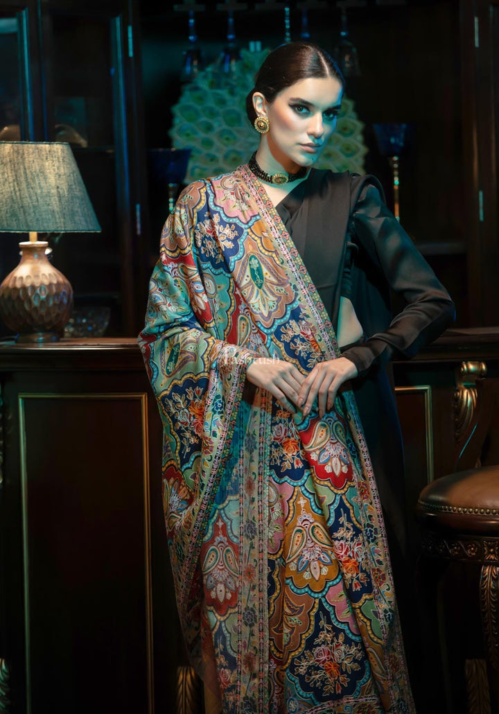 Pashtush India Womens Shawls Pashtush womens Fine Wool shawl, Kalamkari design, Multicolour