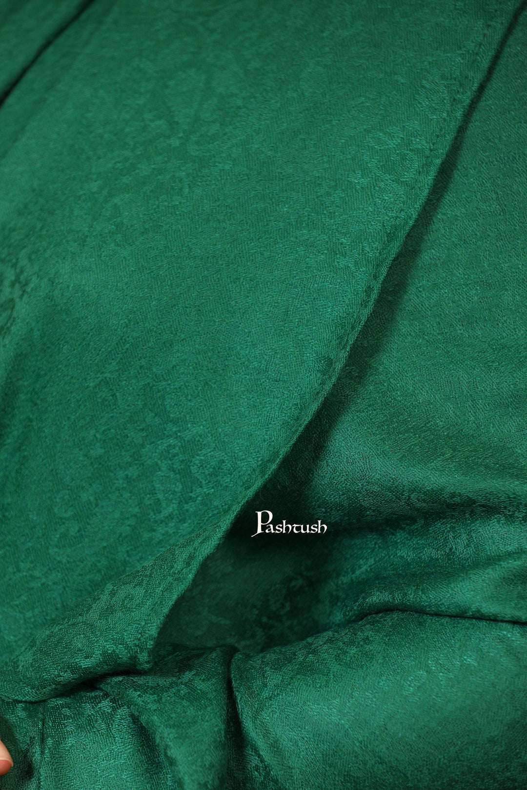 Pashtush India Womens Shawls Pashtush Womens Fine Wool Shawl, Self Paisley Weave, Extra Soft, Rich Green