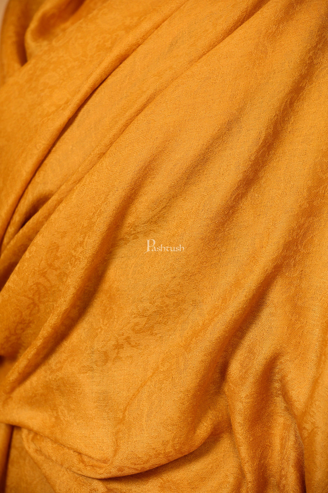 Pashtush India Womens Shawls Pashtush Womens Fine Wool Shawl, Self Paisley Weave, Extra Soft, Warm and Light, Mustard