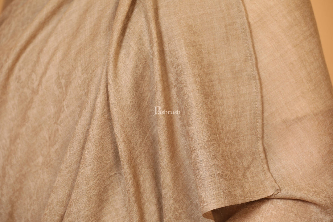 Pashtush India Womens Shawls Pashtush Womens Fine Wool Shawl, Self Paisley Weave, Extra Soft, Warm and Light, Natural Beige