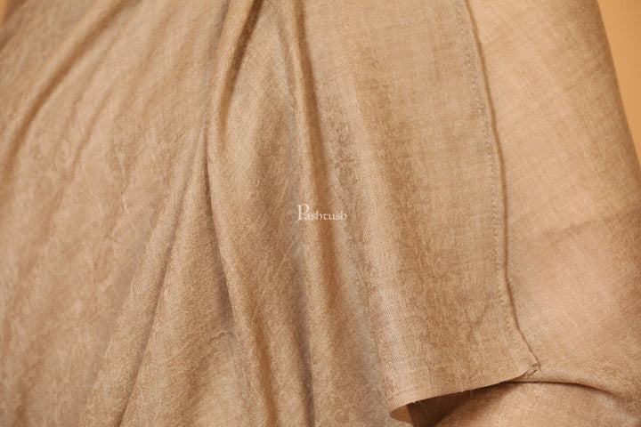 Pashtush India Womens Shawls Pashtush Womens Fine Wool Shawl, Self Paisley Weave, Extra Soft, Warm and Light, Natural Beige