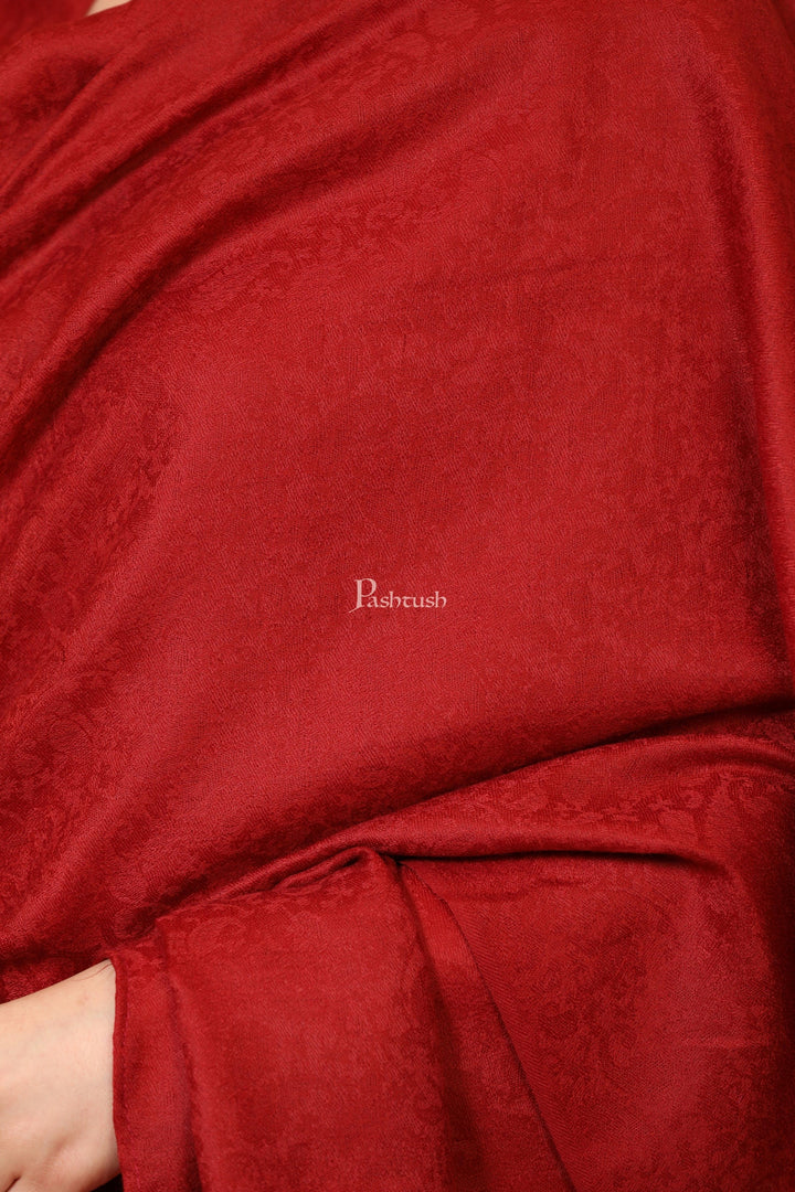 Pashtush India Womens Shawls Pashtush Womens Fine Wool Shawl, Self Paisley Weave, Extra Soft, Warm and Light Weight, Maroon