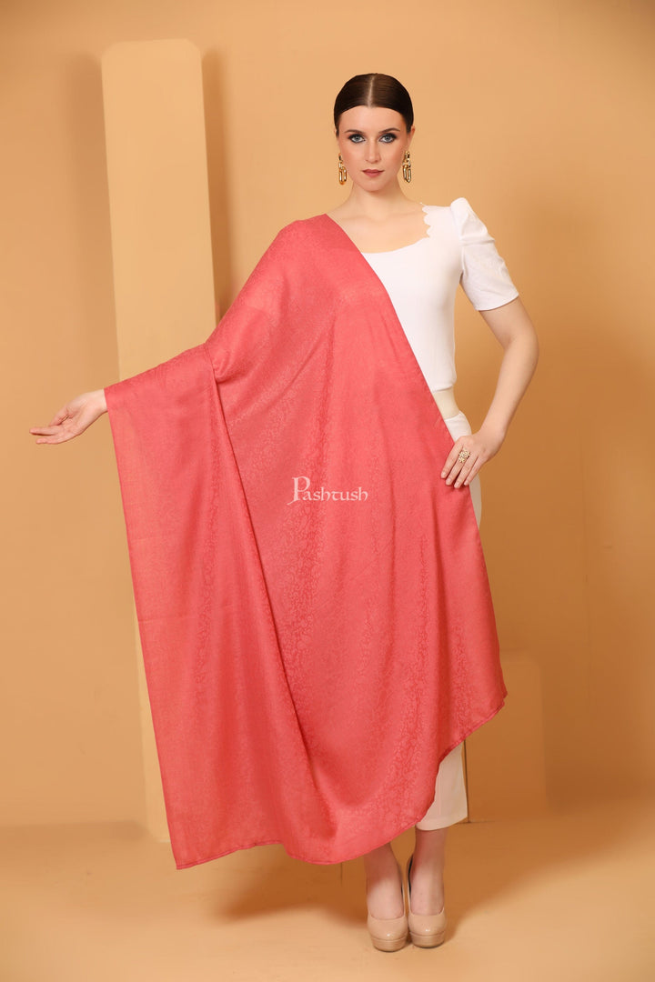 Pashtush India Womens Shawls Pashtush Womens Fine Wool Shawl, Self Paisley Weave, Extra Soft, Warm and Light Weight, Morning Rose