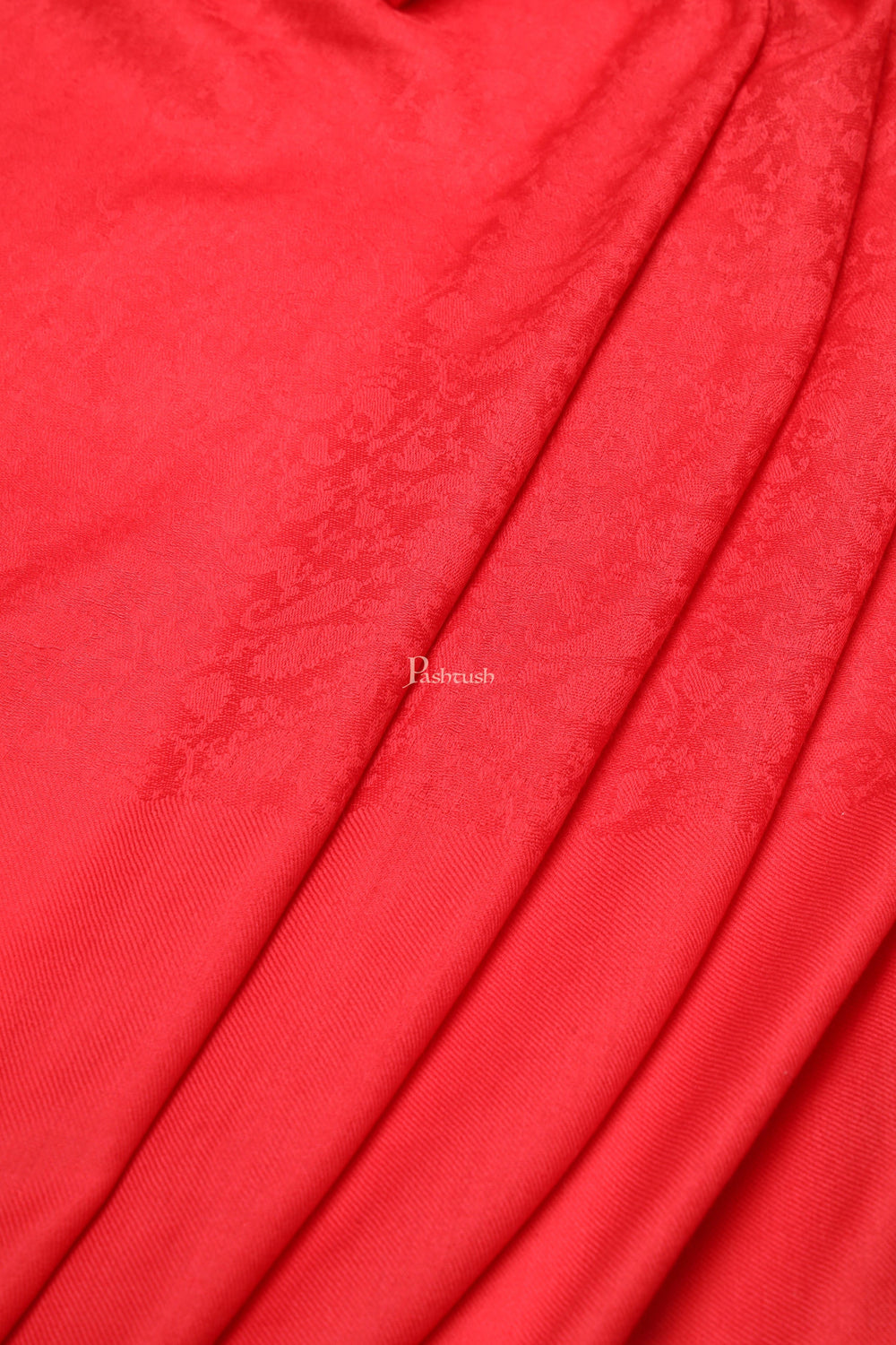 Pashtush India Womens Shawls Pashtush Womens Fine Wool Shawl, Self Paisley Woven Design Design, Scarlet Red