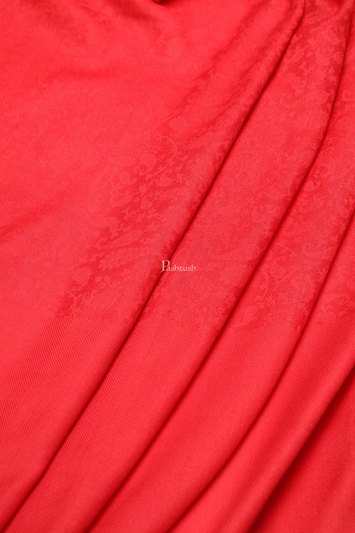 Pashtush India Womens Shawls Pashtush Womens Fine Wool Shawl, Self Paisley Woven Design Design, Scarlet Red