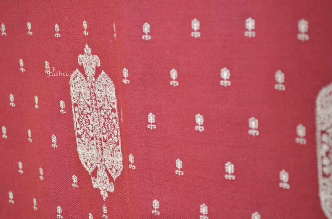 Pashtush India Womens Stoles and Scarves Scarf Pashtush Womens  Fine Wool Shawl ,Tone on Tone Embroidery Design , Maroon