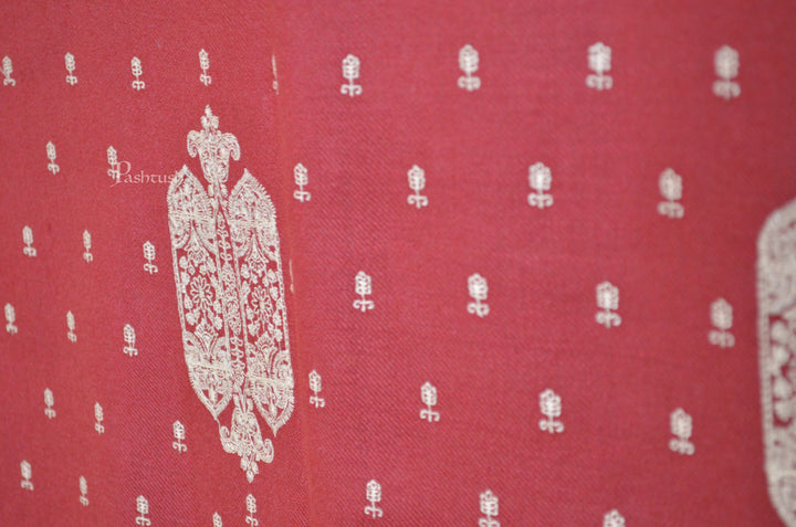 Pashtush India Womens Stoles and Scarves Scarf Pashtush Womens  Fine Wool Shawl ,Tone on Tone Embroidery Design , Maroon