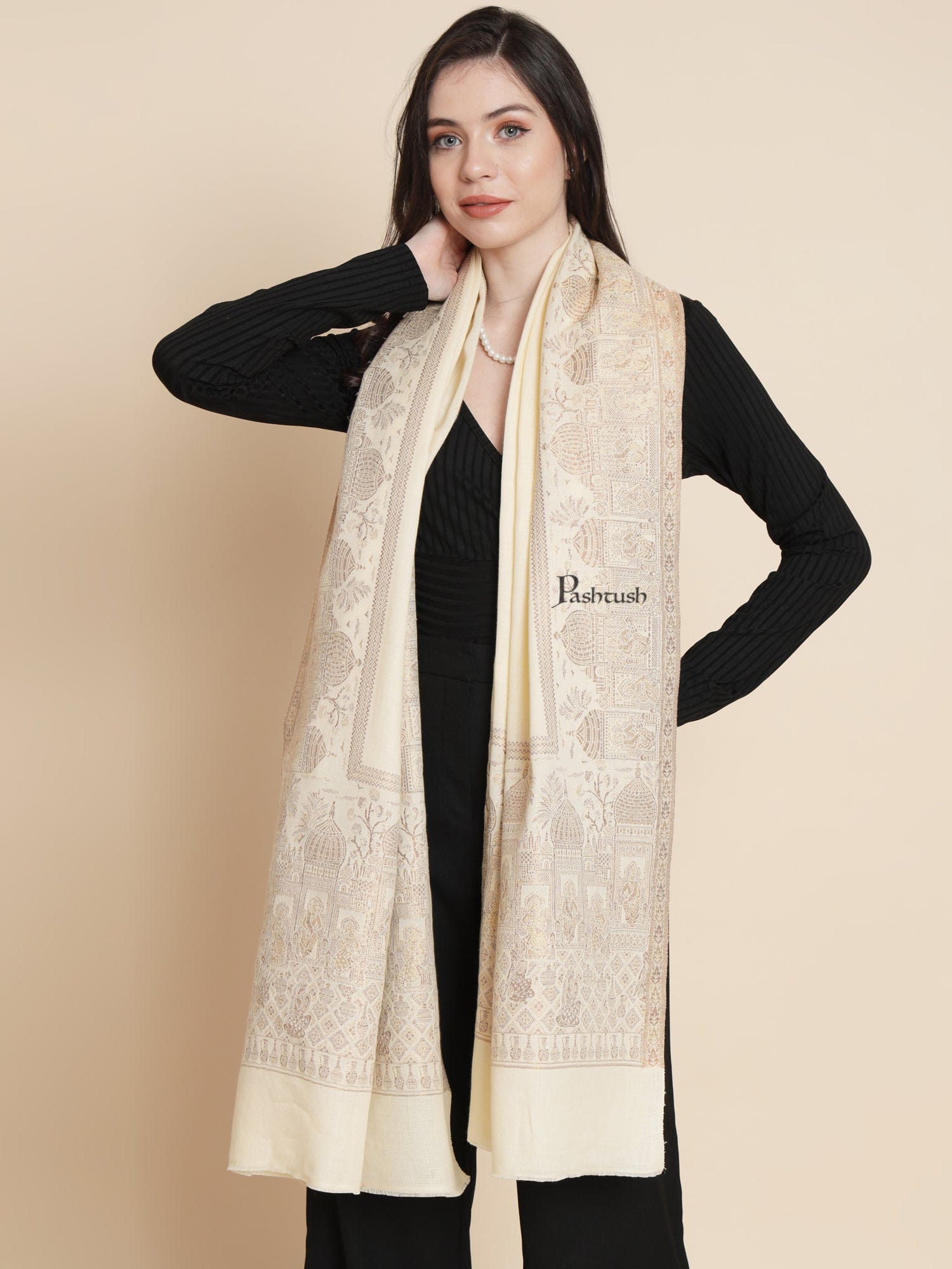 Pashtush Womens Fine Wool Shawl, Twilight Collection, Persian