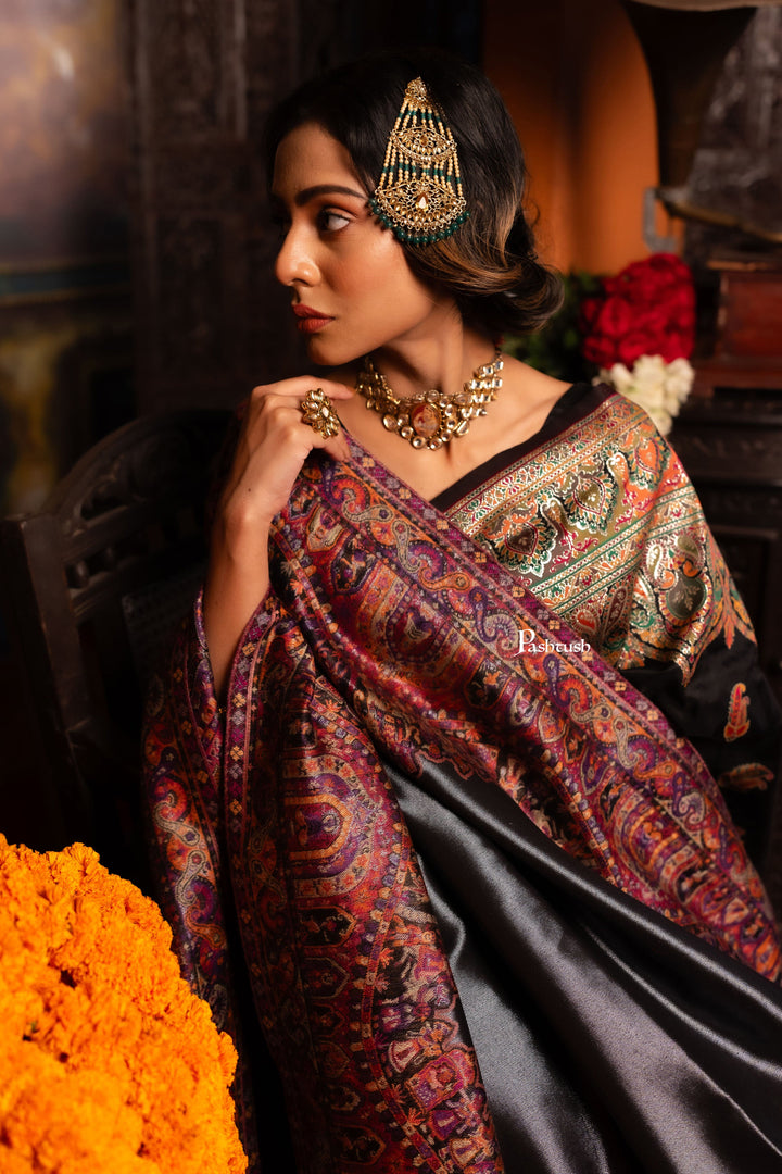 Pashtush India Womens Shawls Pashtush Womens Fine Wool Shawl, Twilight Paisley Palla Design, Multicolour