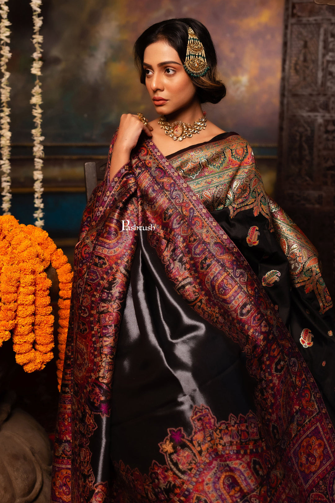 Pashtush India Womens Shawls Pashtush Womens Fine Wool Shawl, Twilight Paisley Palla Design, Multicolour