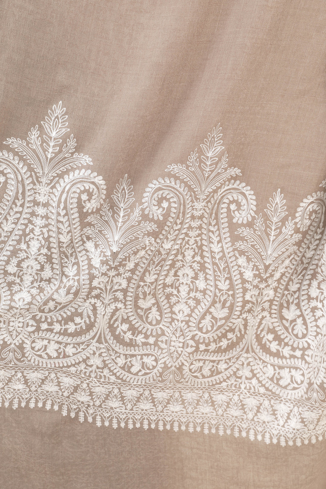 Pashtush India Womens Shawls Pashtush Womens Fine Wool Shawl, With Tone On Tone Nalki Embroidery, Soft And Warm, Beige
