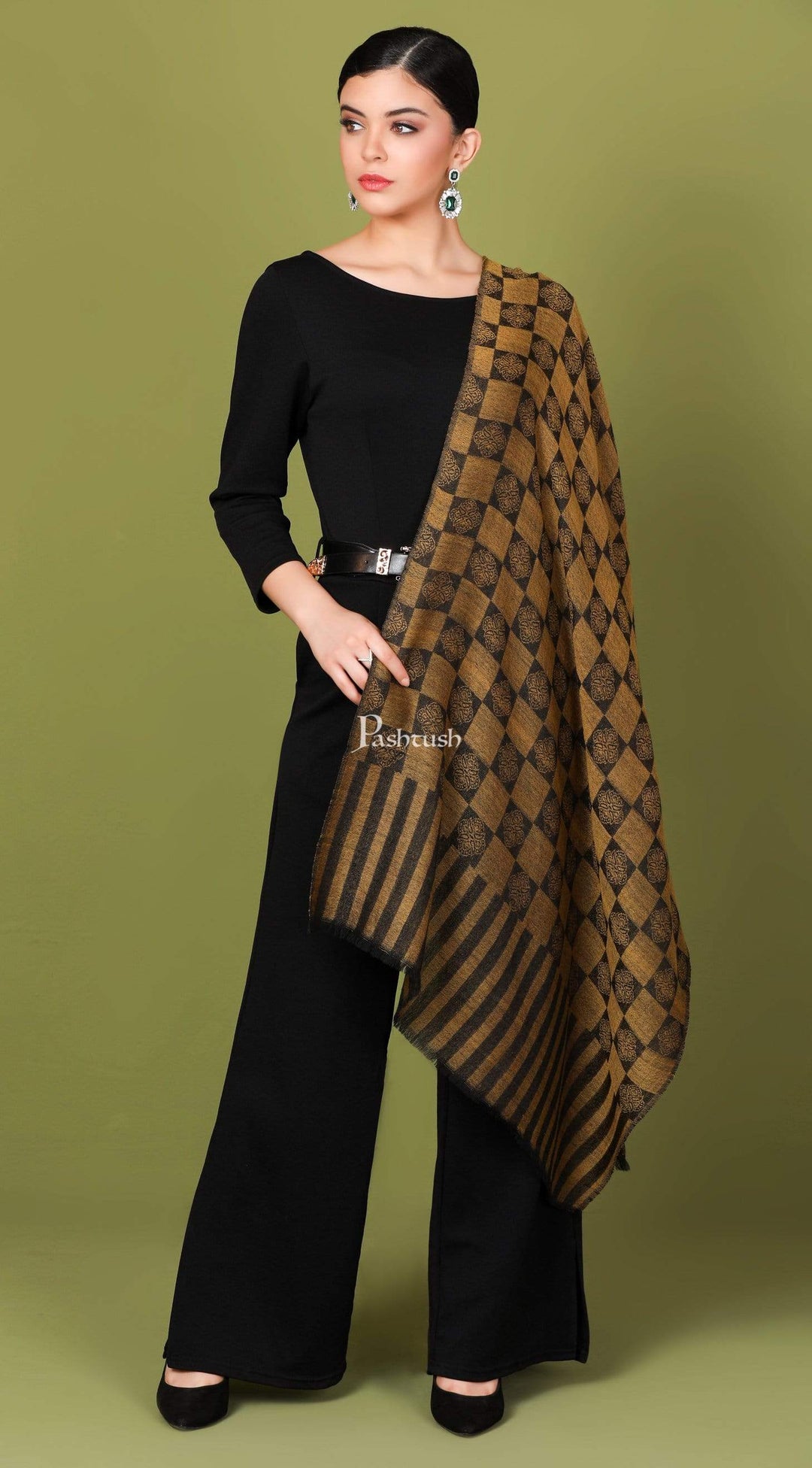 Pashtush Store Stole Pashtush Womens Fine Wool, Soft and Warm, Checkered stole