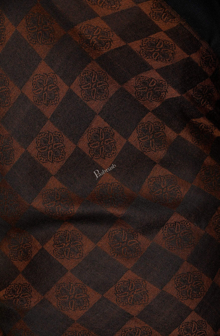 Pashtush Store Stole Pashtush Womens Fine Wool, Soft and Warm, Checkered stole, Espresso Brown