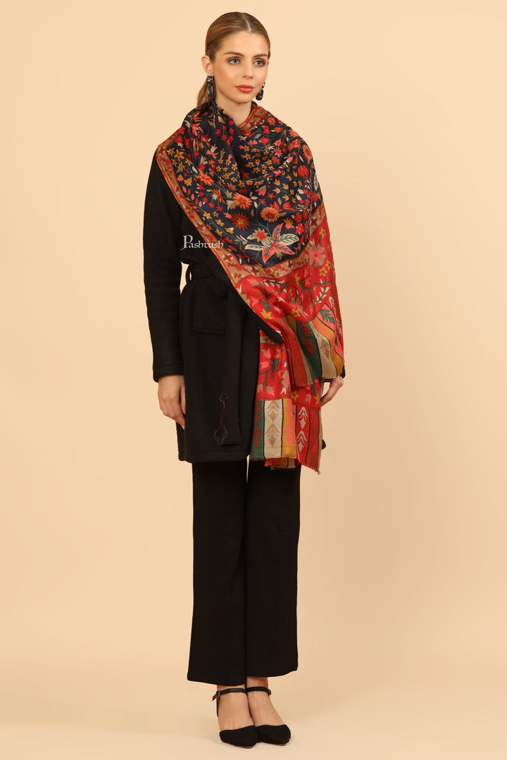 Pashtush India Womens Stoles and Scarves Scarf Pashtush Womens Fine Wool Stole, Paisley Design, Multicolour