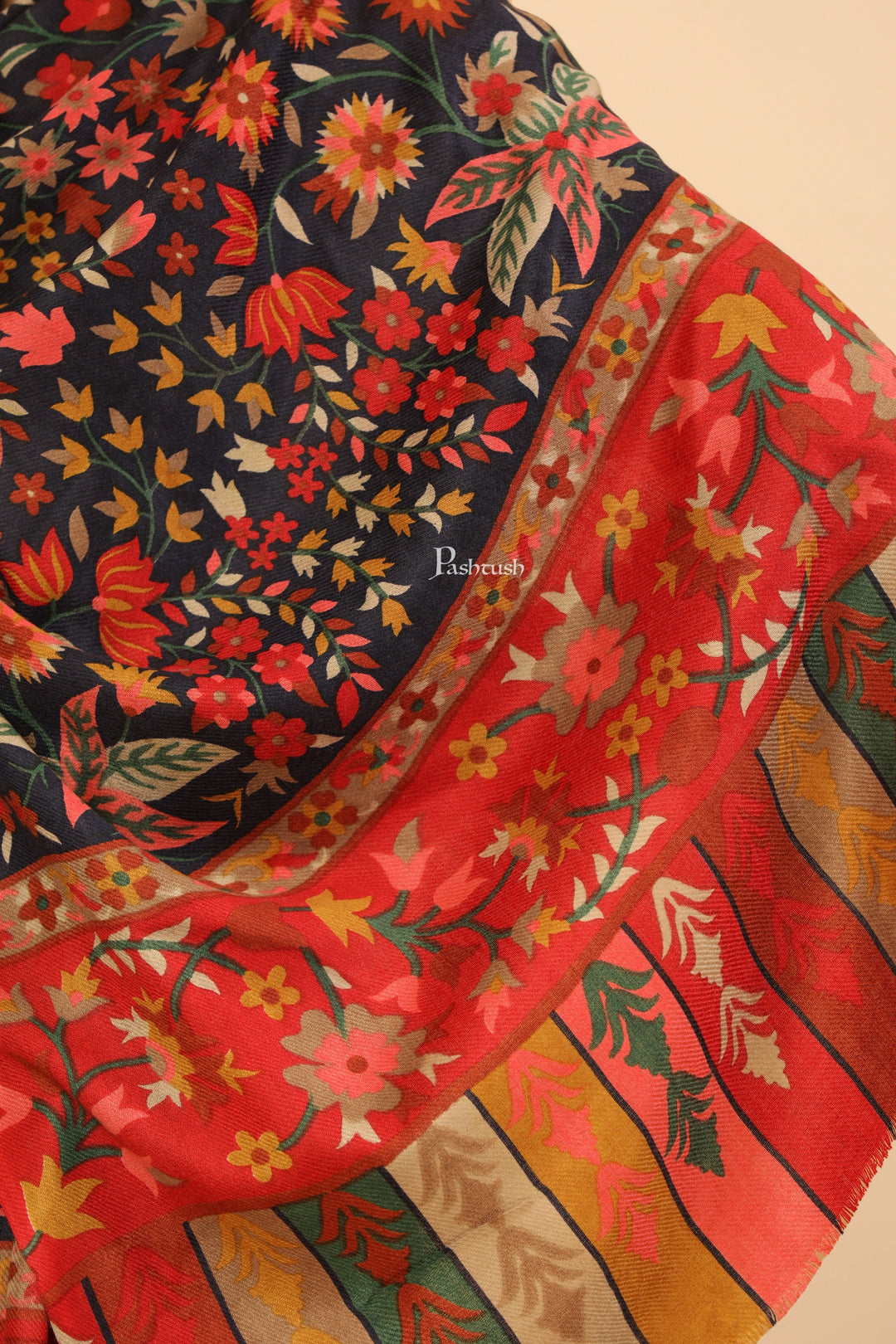 Pashtush India Womens Stoles and Scarves Scarf Pashtush Womens Fine Wool Stole, Paisley Design, Multicolour