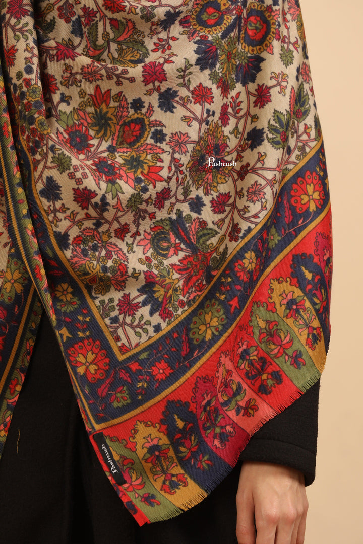 Pashtush India Womens Stoles Pashtush Womens Fine Wool Stole, Paisley Design, Multicolour