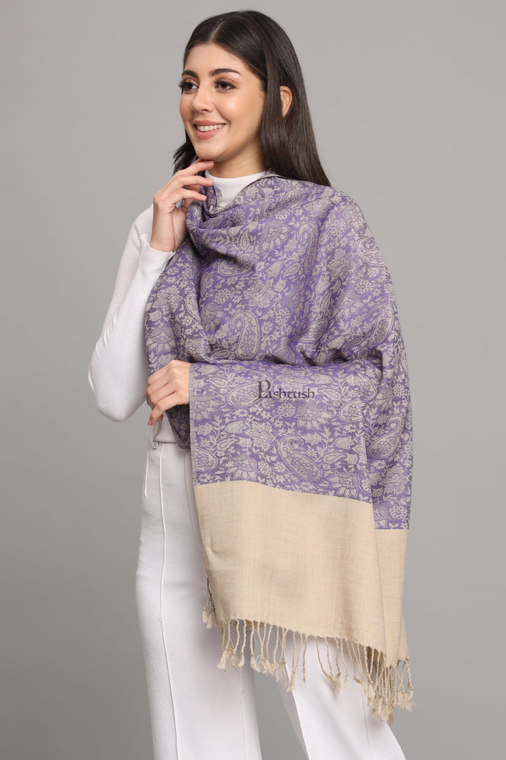 Pashtush India Womens Stoles Pashtush Womens Fine Wool Stole, Pasiley  Design, Blue