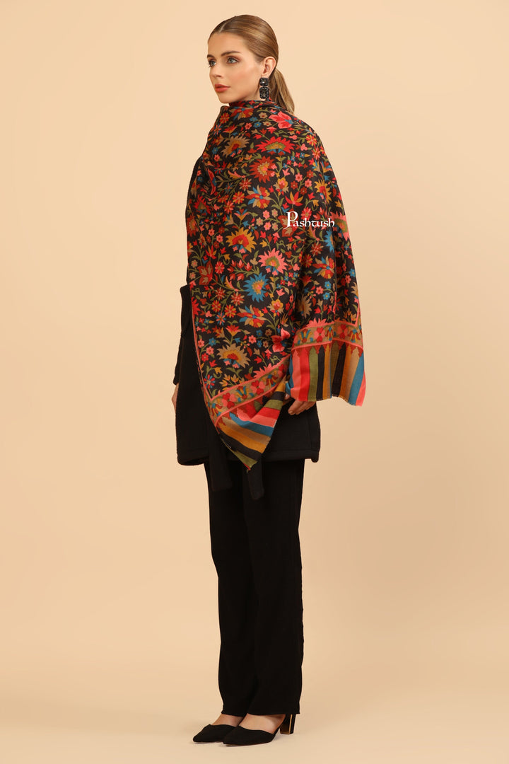 Pashtush India Womens Stoles Pashtush Womens Fine Wool Stole, Pasiley Design, Multicolour