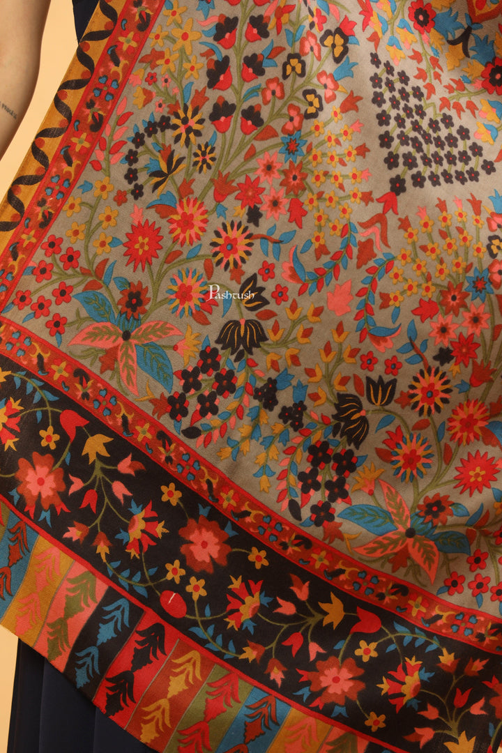 Pashtush India Womens Stoles Pashtush Womens Fine Wool Stole, Printed Paisley Design, Multicolour