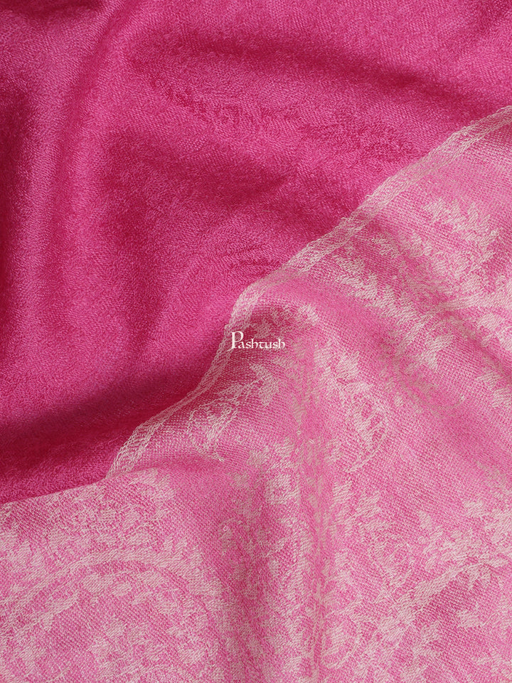 Pashtush India Womens Stoles and Scarves Scarf Pashtush Womens Fine Wool Stole, Soft Paisley Weave Palla, Hot Pink