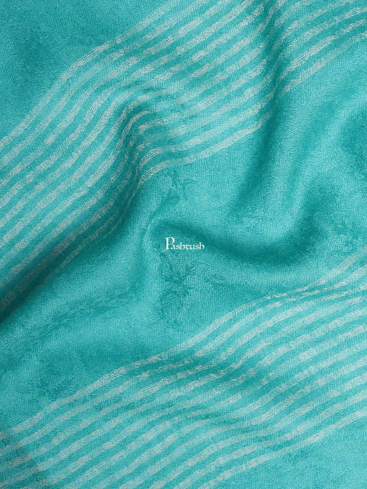 Pashtush India Womens Stoles and Scarves Scarf Pashtush Womens Fine Wool Stole, Striped Weave, Peruvian Green