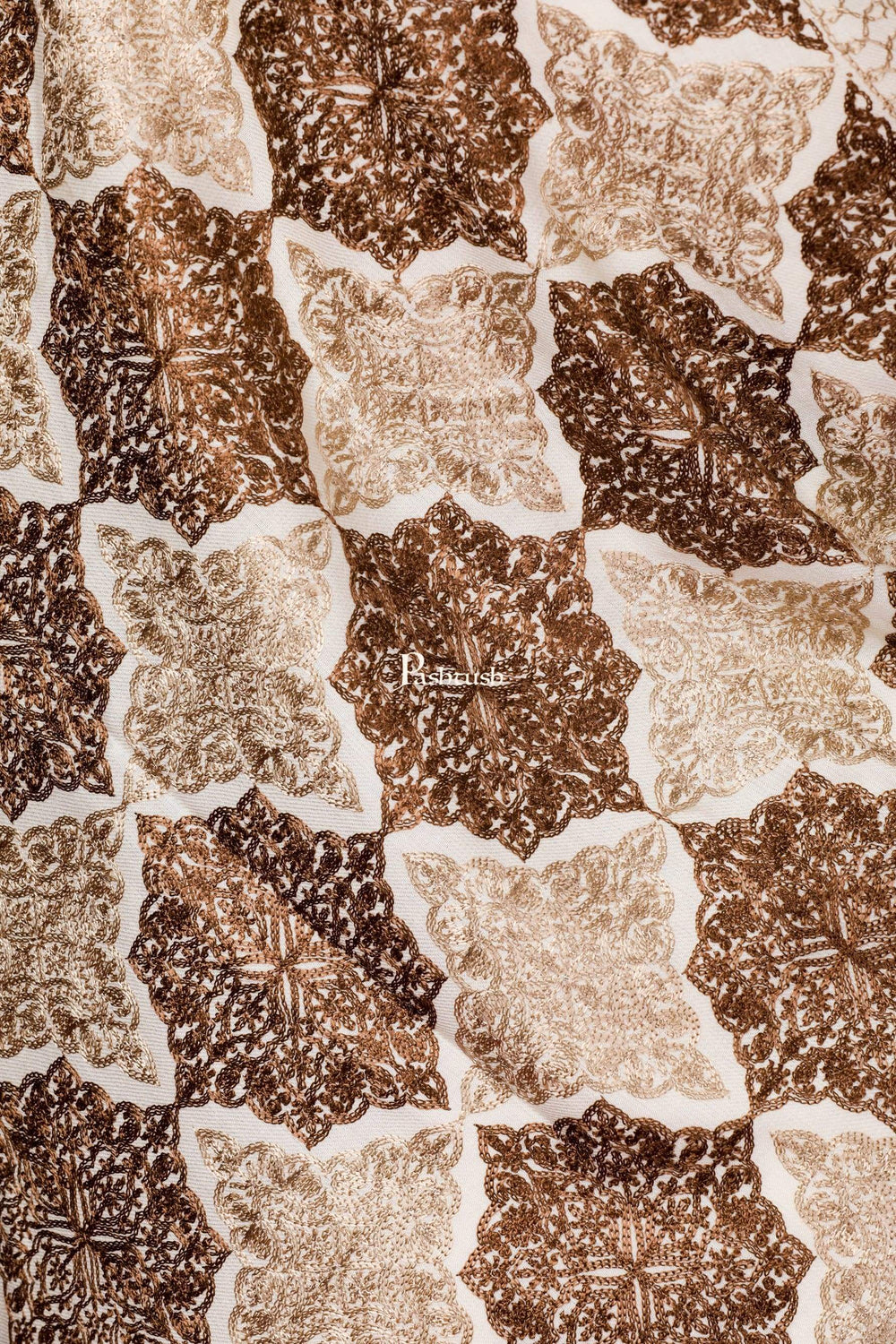 Pashtush Store Stole Pashtush Womens Fine Woollen, Silky Nalki Embroidery Needlework Stole, White