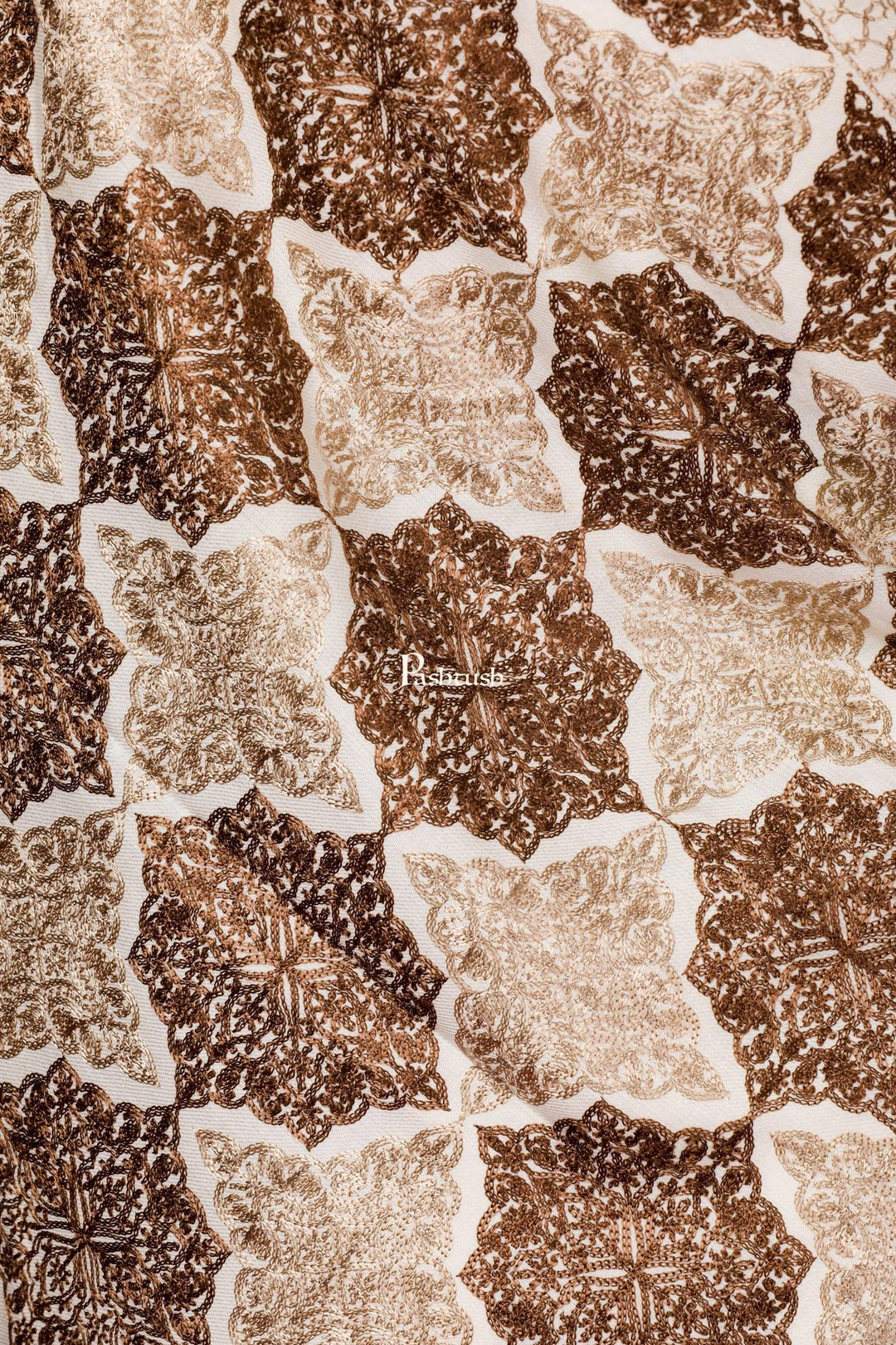 Pashtush Store Stole Pashtush Womens Fine Woollen, Silky Nalki Embroidery Needlework Stole, White