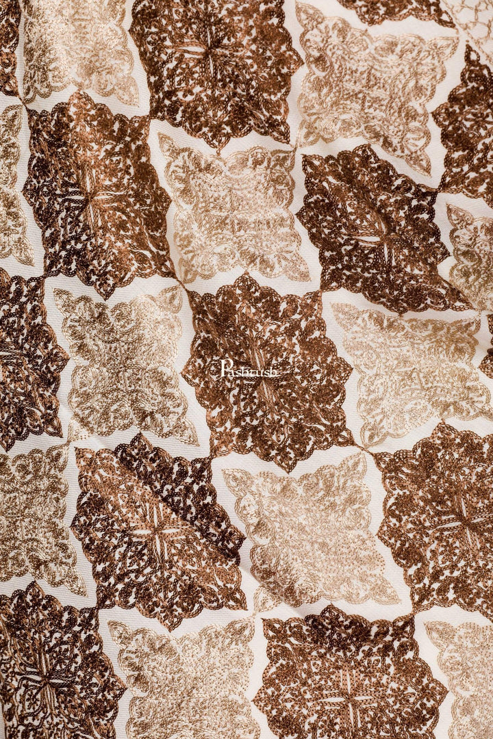 Pashtush Store Stole Pashtush Womens Fine Woollen, Silky Nalki Embroidery Needlework Stole, White