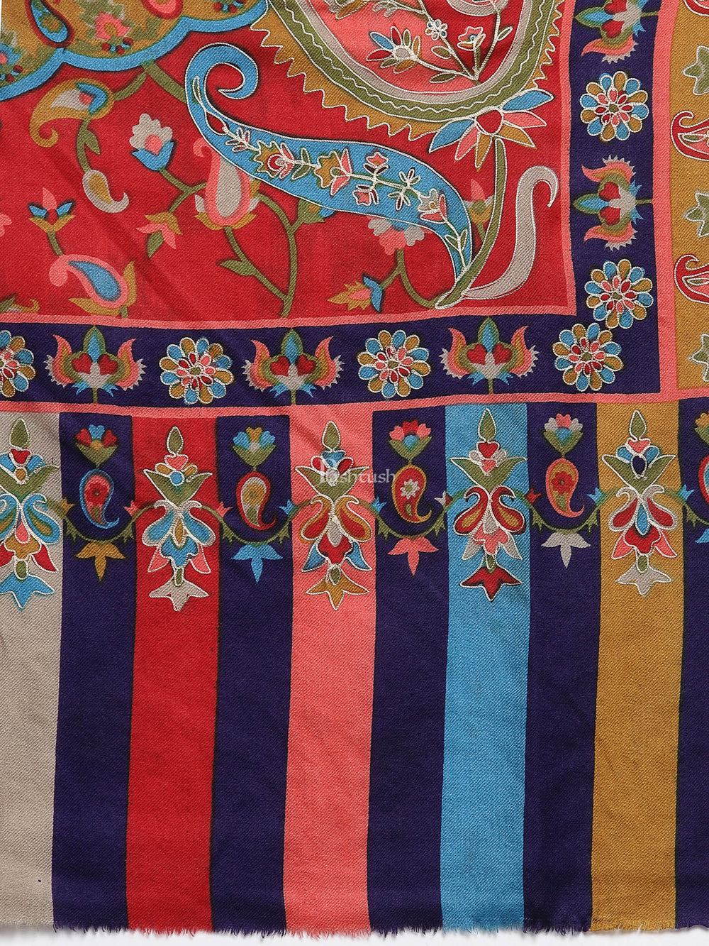 Pashtush India Womens Shawls Pashtush Womens Hand Embroidered Kalamkari Shawl, Fine Wool
