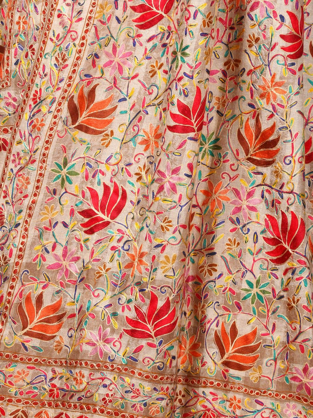 Pashtush Womens Hand Embroidery Nalki Stole, Multicoloured