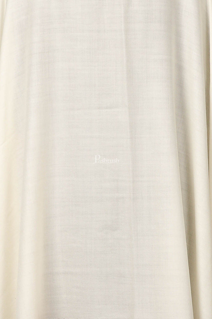 Pashtush India Womens Shawls Pashtush Womens Hand Embroidery Shawl, 100% Pure Wool Shawls, Ivory