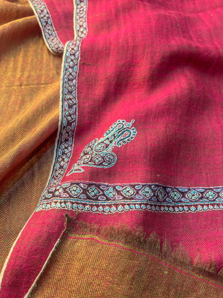 Pashtush India Womens Shawls Pashtush Womens, Hand Woven Pashmina Shawl, Kashmiri Hand Embroidery With Zari Weave Design, Crimson