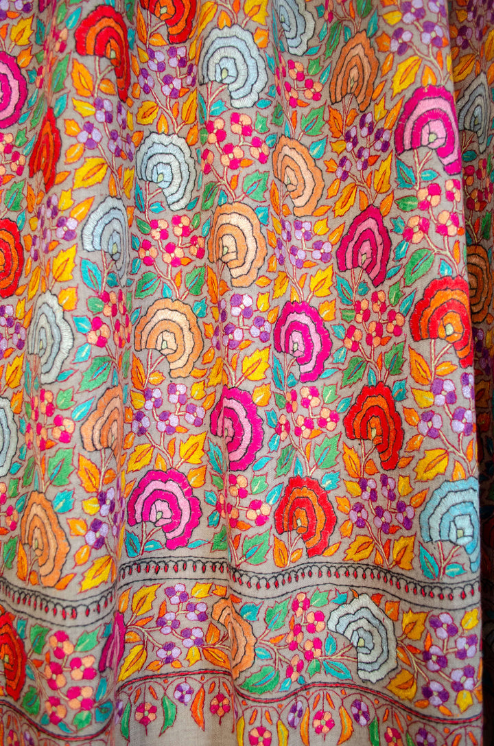 Pashtush India Womens Shawls Pashtush Womens, Handmade Pashmina Embroidery Shawl, Gulaabdar Papier Mache Embroidery with Resham Threadwork
