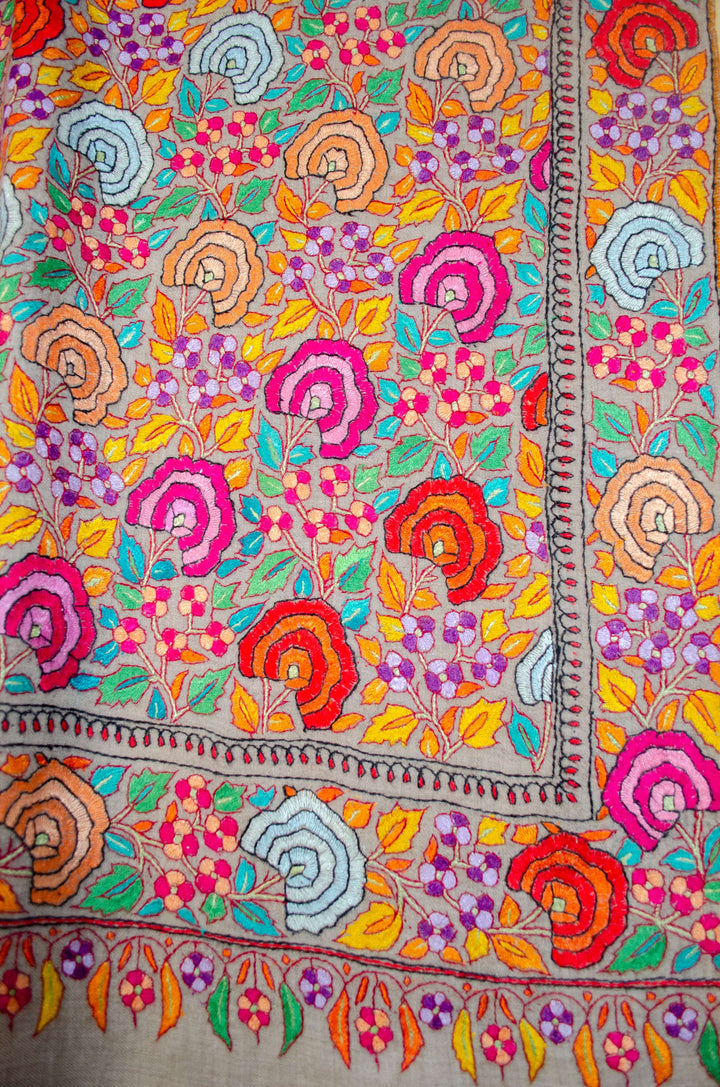 Pashtush India Womens Shawls Pashtush Womens, Handmade Pashmina Embroidery Shawl, Gulaabdar Papier Mache Embroidery with Resham Threadwork