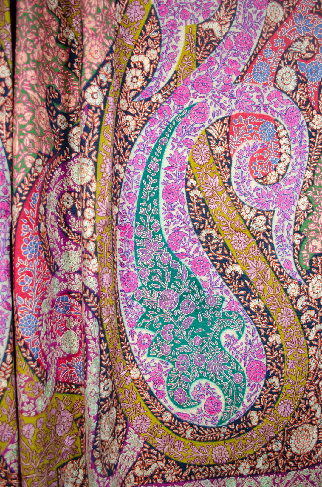Pashtush India Womens Shawls Pashtush Womens, Handmade Pashmina Embroidery Shawl, Gulaabdar Papier Mache Embroidery with Resham Threadwork, Multicoloured