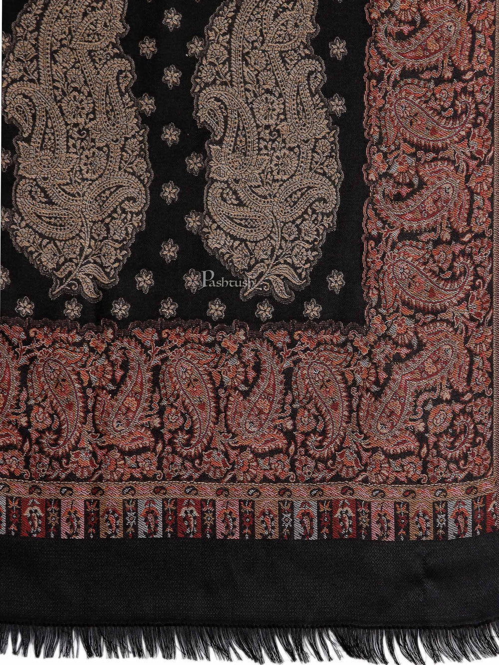 Pashtush India Womens Shawls Pashtush Womens Jamawar Shawl, Soft Faux Pashmina Black