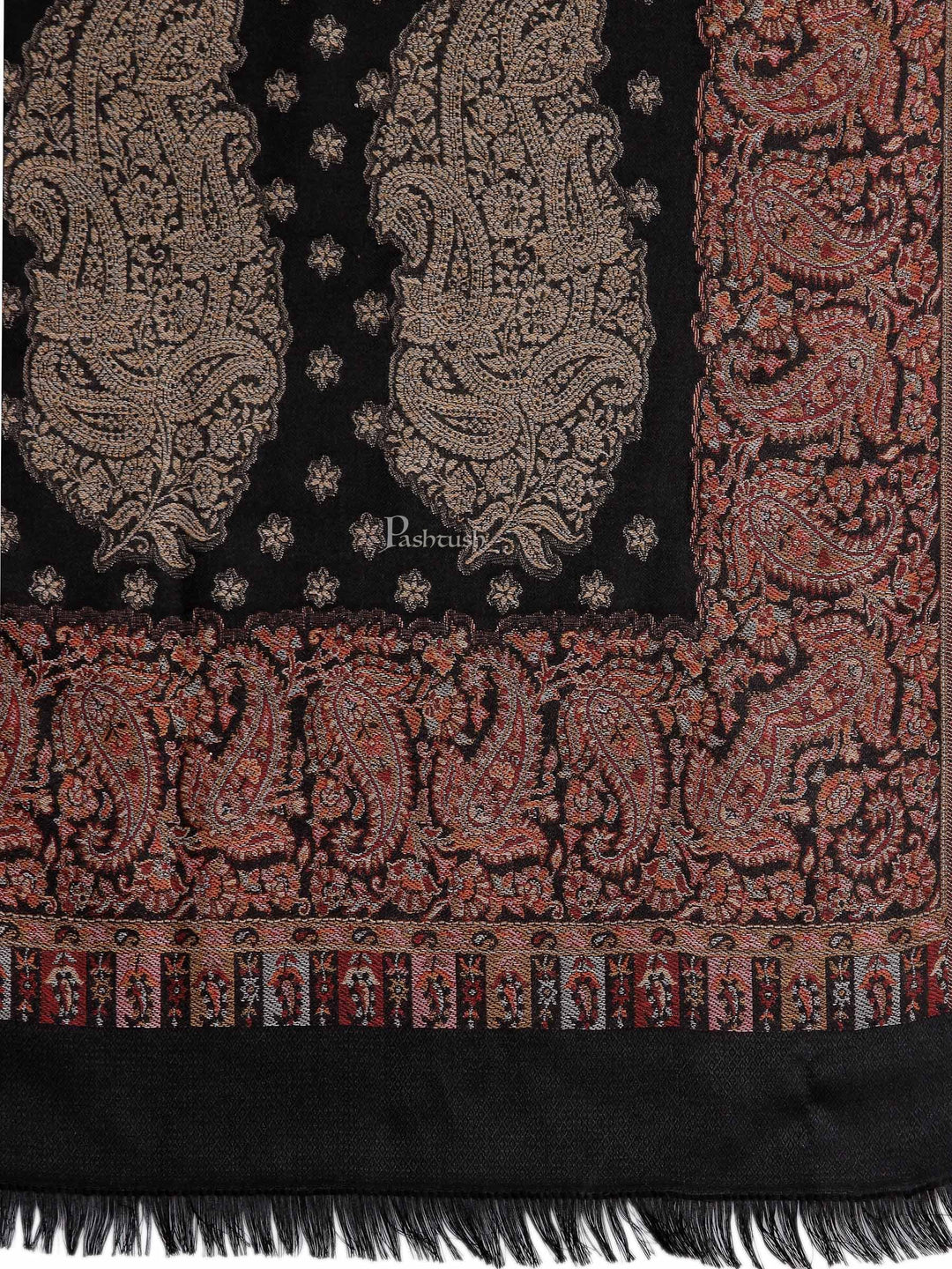 Pashtush India Womens Shawls Pashtush Womens Jamawar Shawl, Soft Faux Pashmina Black