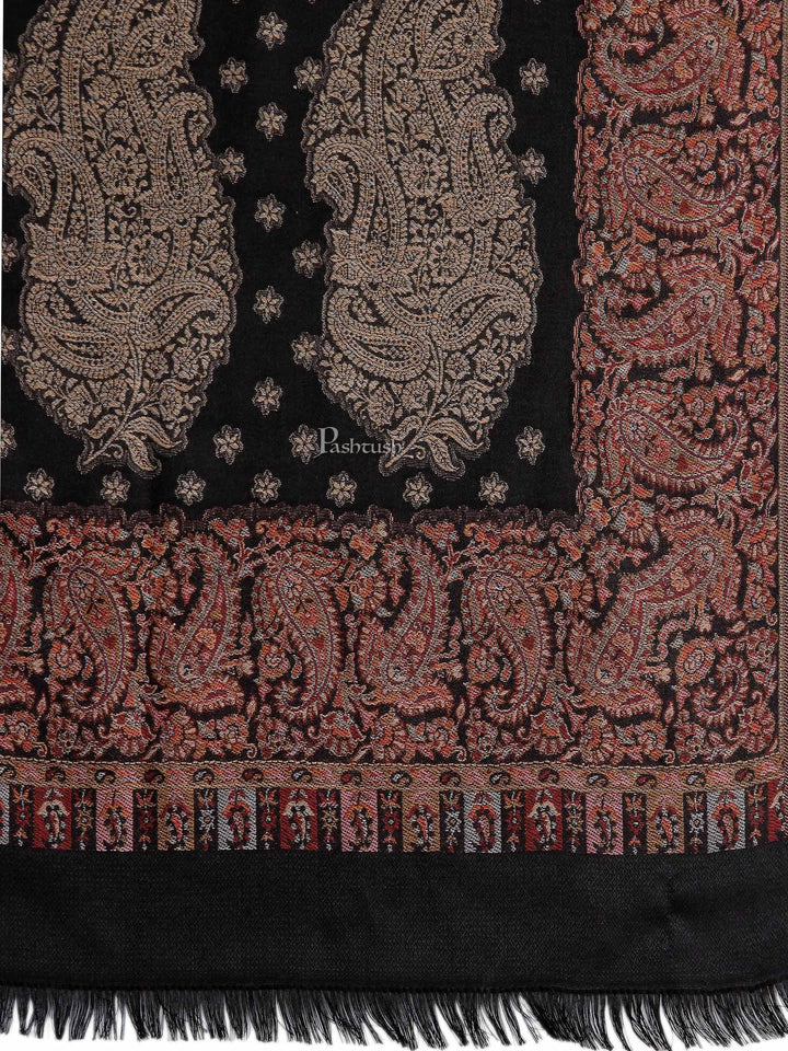 Pashtush India Womens Shawls Pashtush Womens Jamawar Shawl, Soft Faux Pashmina Black