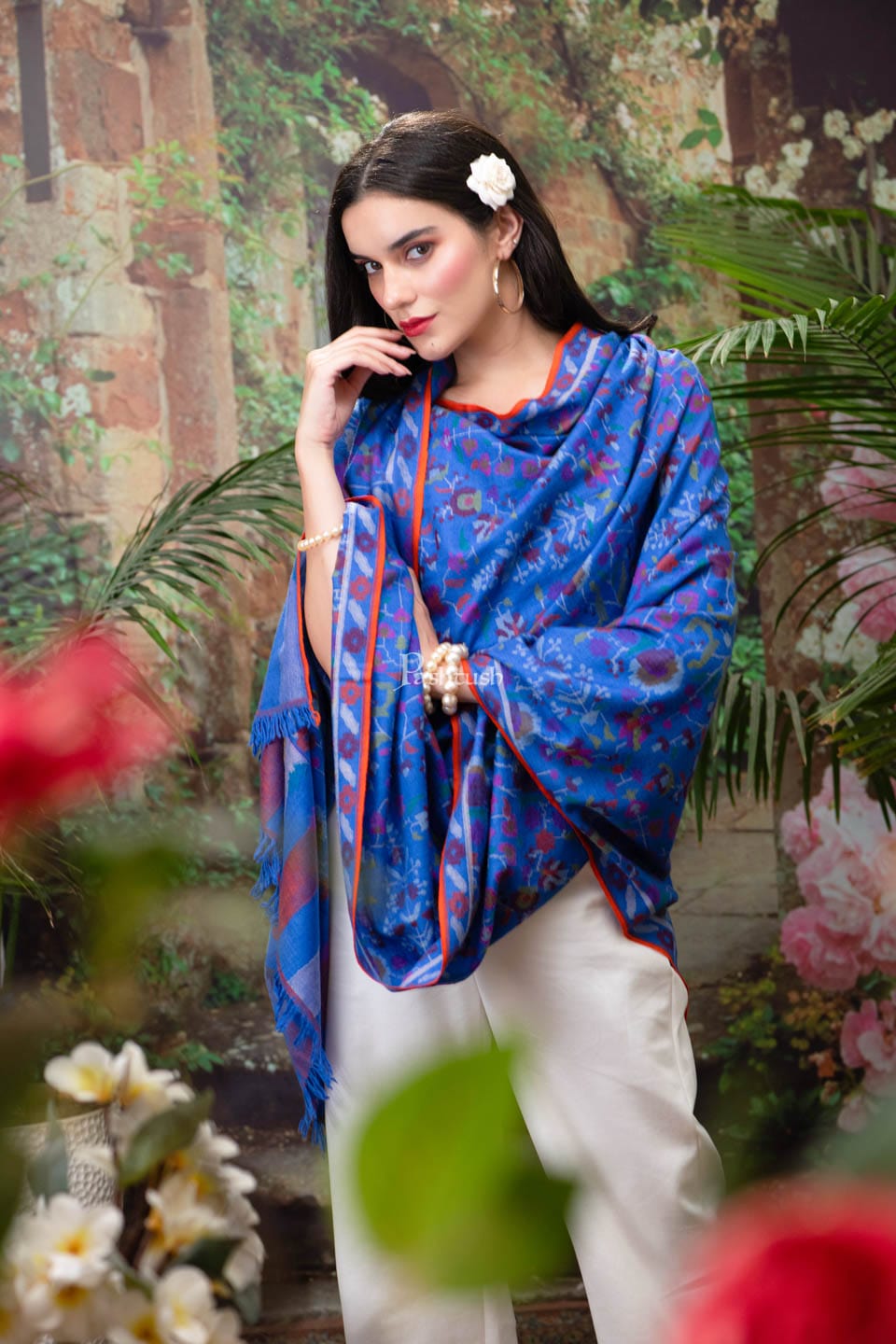 Pashtush India Womens Shawls Pashtush Womens Kaani Pashmina Shawl, 100% Hand Woven, Multicolour