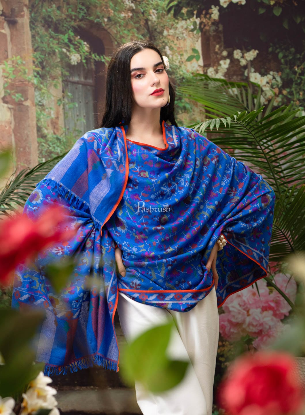 Pashtush India Womens Shawls Pashtush Womens Kaani Pashmina Shawl, 100% Hand Woven, Multicolour