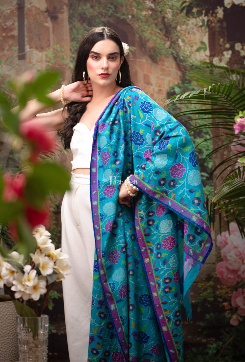 Pashtush India Womens Shawls Pashtush Womens Kaani Pashmina Shawl, 100% Hand Woven, Multicolour