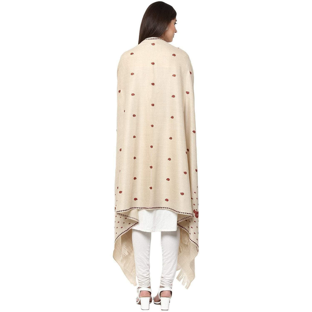 Pashtush Womens Embroidery Shawl, Light Weight And Warm, white