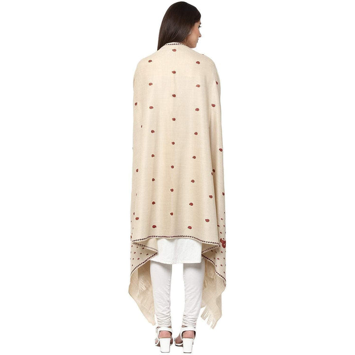Pashtush Womens Embroidery Shawl, Light Weight And Warm, white