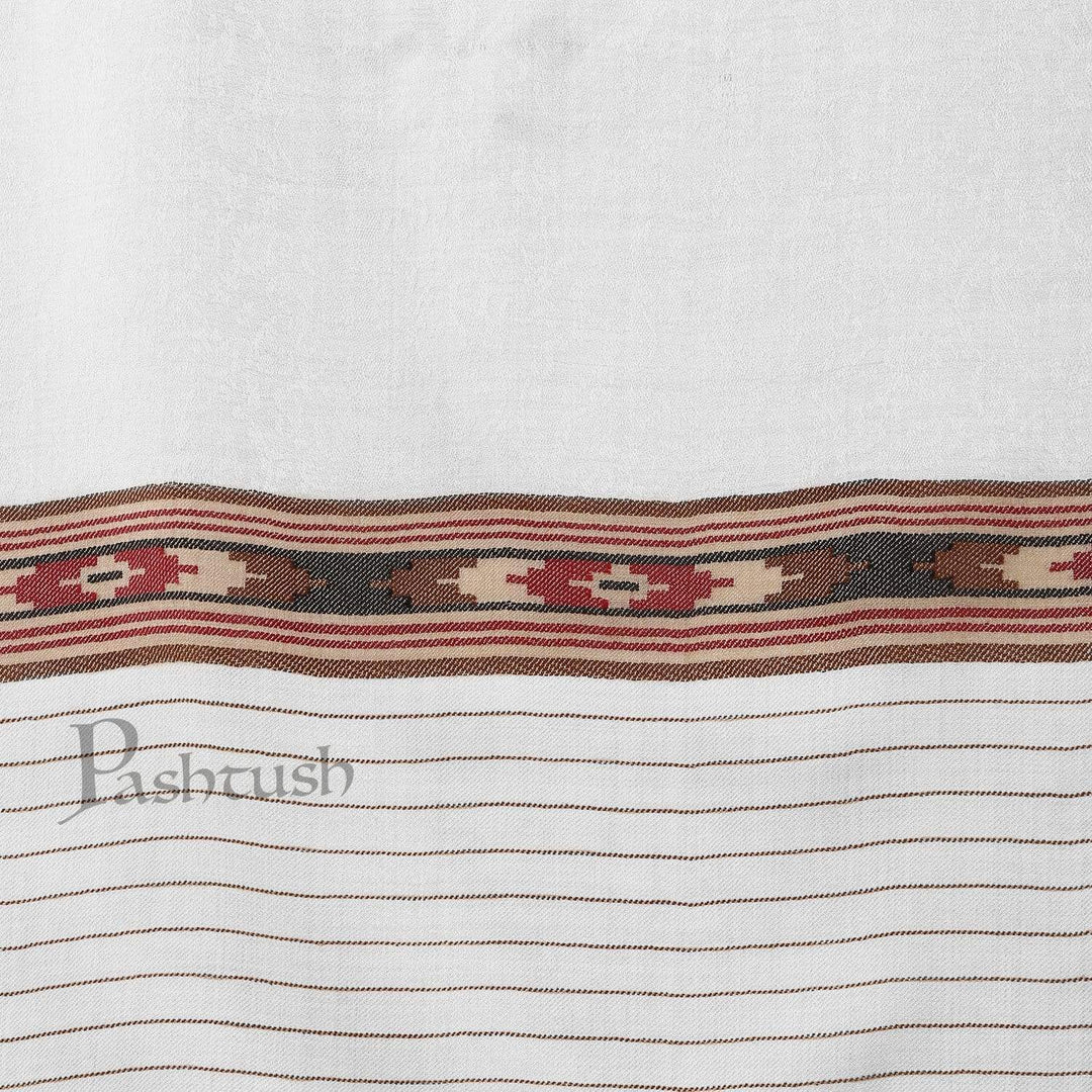 Pashtush India Shawl Pashtush Womens Kullu Weave Shawl from Himachal, White